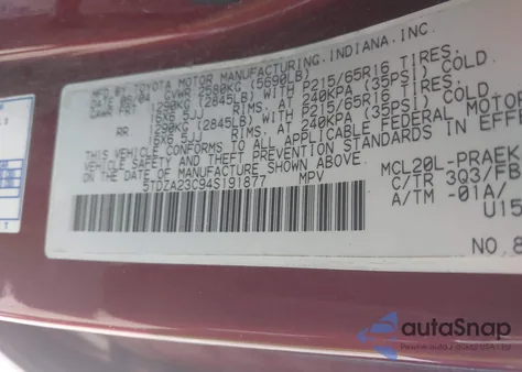 2004 Toyota Sienna Le from USA, damaged, VIN 5TDZA23C94S191877